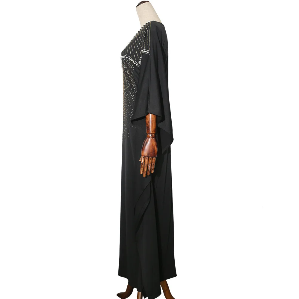 African Design Beading Dashiki Dress Bat Sleeve Elegant Muslim Bazin Maxi Robe Gowns Broder Riche Sexy Loose Traditional
