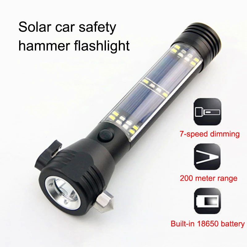 Linterna para coche, herramienta táctica multifunción recargable USB, brújula brillante, Banco energía, martillo de supervivencia| Herramientas de exterior| - AliExpress