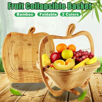

Fruit Storage Basket Bamboo Racks Foldable Storage Basket Shaped Expandable Collapsible