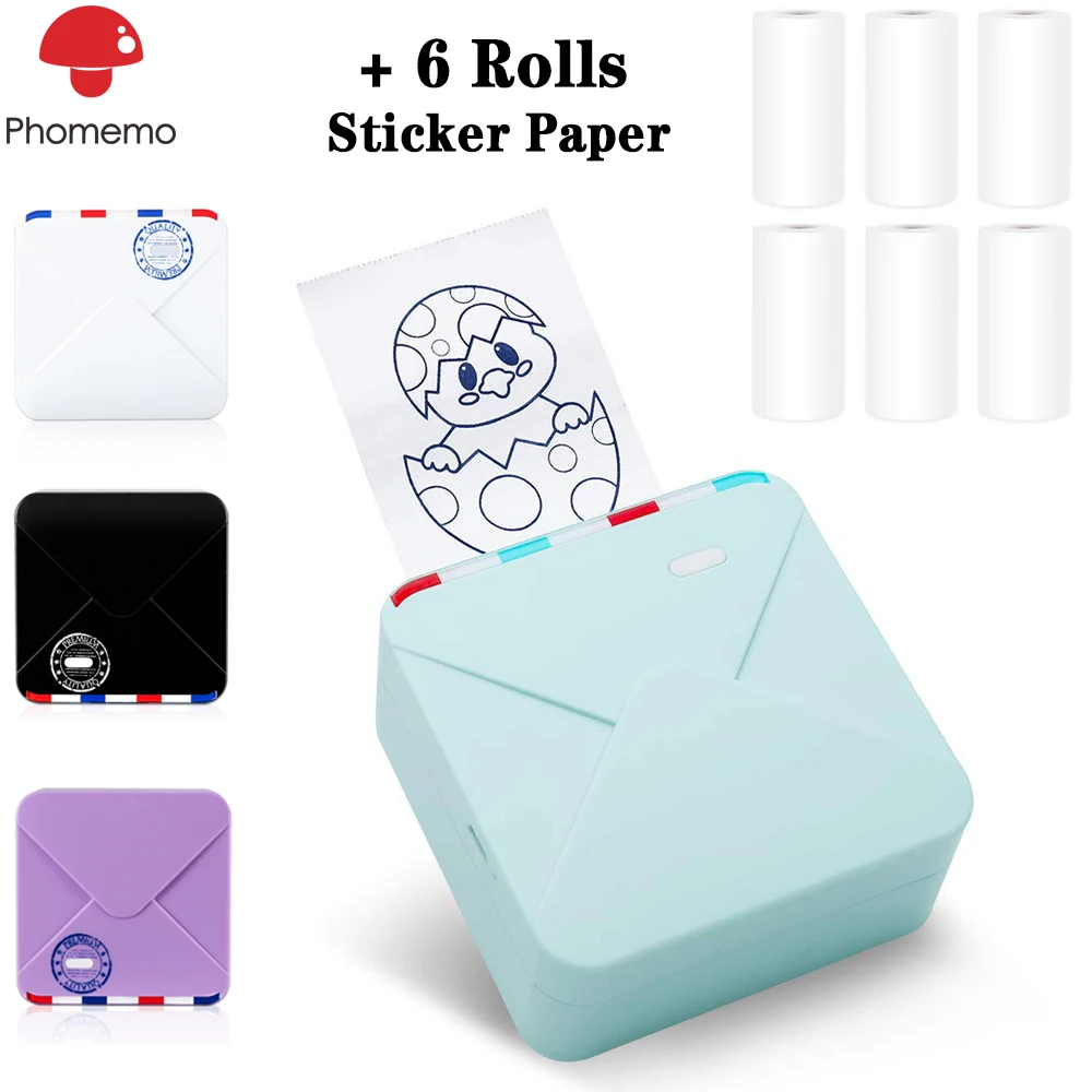 

Phomemo M02S Photo Printer Mini Portable Thermal Sticker Pocket Printer Bluetooth WirelessHand Held 300 DPI Phomemo Printer