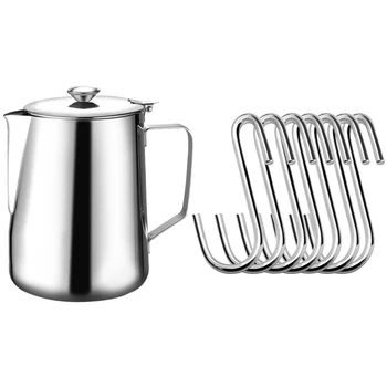 

1 Pcs 304 Stainless Steel Milk Frothing Pitcher Milk Cup Espresso & 30 Pcs S Hook Pot Rack Hook S-Shaped Hook