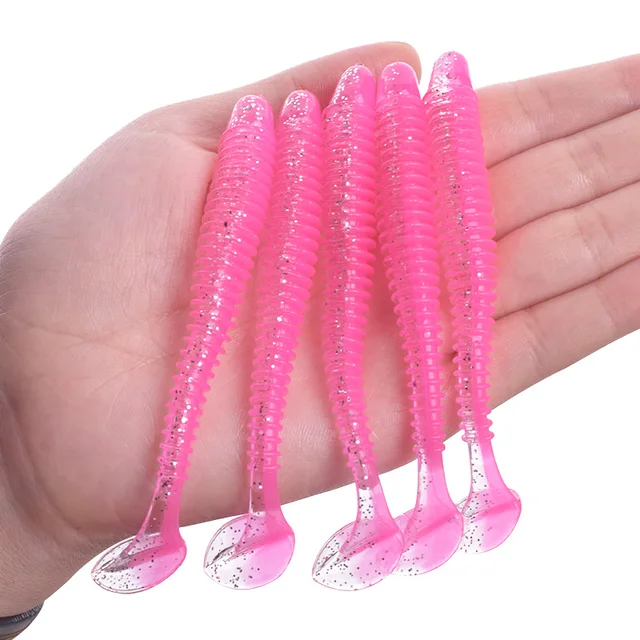 Proleurre Fishing Worm Soft Lures Jig Wobblers 5cm 7cm 9cm Easy Shiner For Carp Bass Artificial Double Colors Silicone Swimbait B