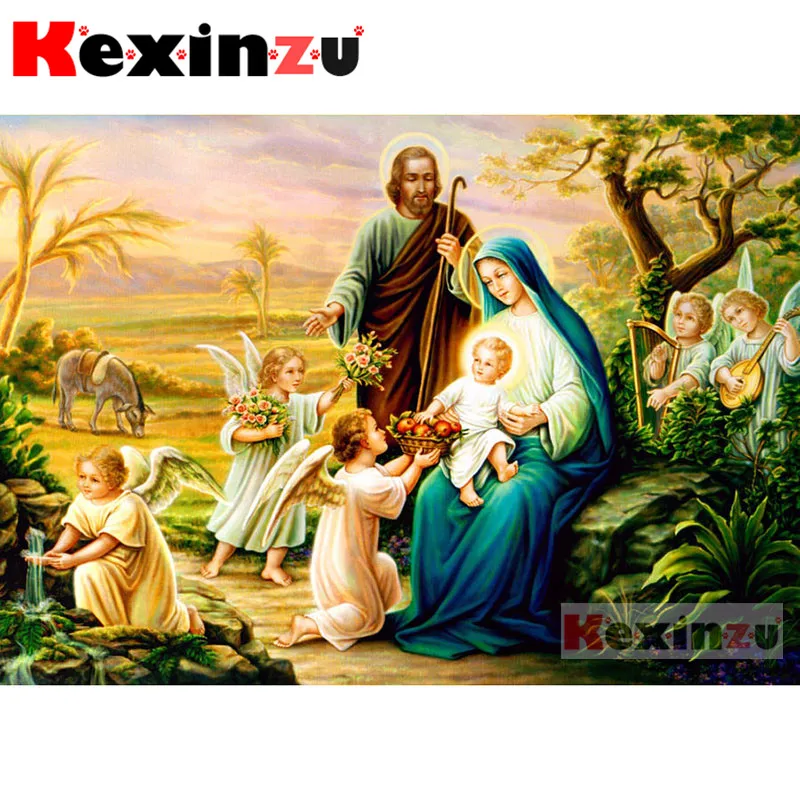 Kexinzu полный 5D DIY квадратная/круглая Алмазная картина &quotАнгел Девы&quot 3D вышивка