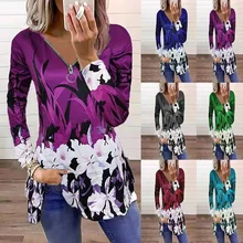 Autumn and Winter Fashion New Women's Tops Round Neck Long Sleeve Printing Loose Casual Large Size T-shirt Plus Size S-3XL