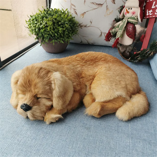 Lifelike Animal Plush Spotted Dog Toy Stuffed Simulation Golden Retriever Pet Animal Dog Decoration Gift 35x25x14cm DY80046 - Цвет: Golden Retriever