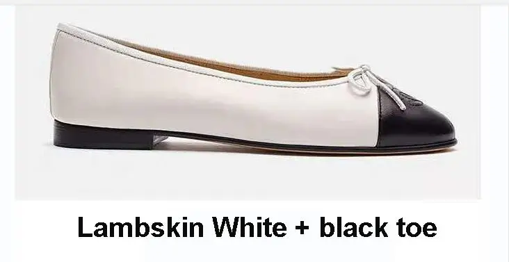 white with black toe Женские балетки из натуральной кожи на плоской подошве; вязаная шляпа с бантом; женские балетки; Zapatos De Mujer sapato feminino; Прямая поставка - Цвет: white with black toe