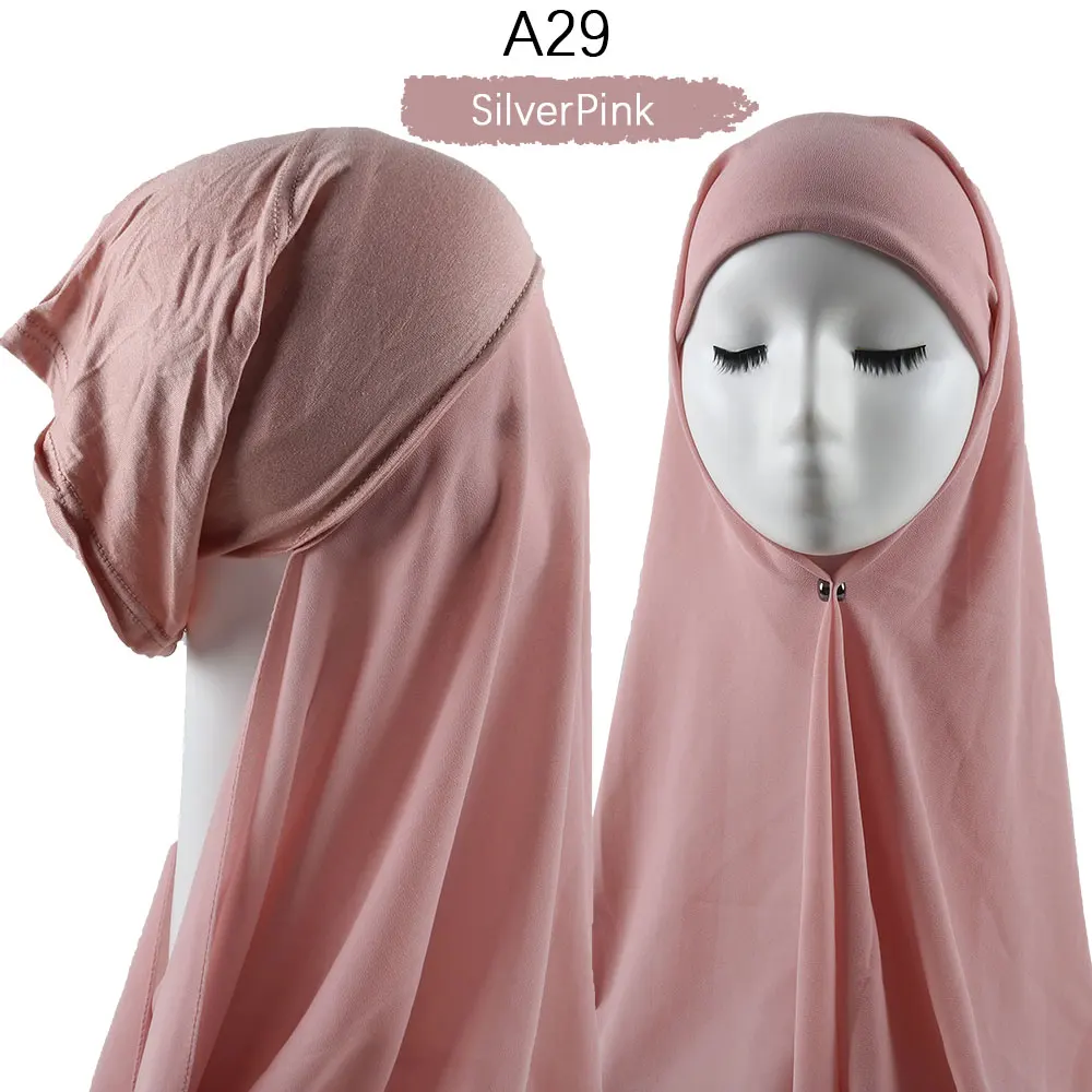 Women Muslim Instant Chiffon Hijab With Cap Underscarf Bonnet HIjabs  Scarf Islam Headscarf Headwrap Turbante