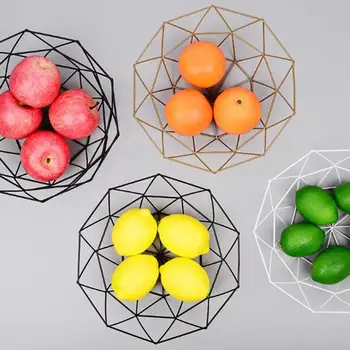 

Metal Wire Fruit Storage Basket Snack Vegetable Food Basket Metal Bowl Fruit Plates Kitchen Storage Container Desktop Display