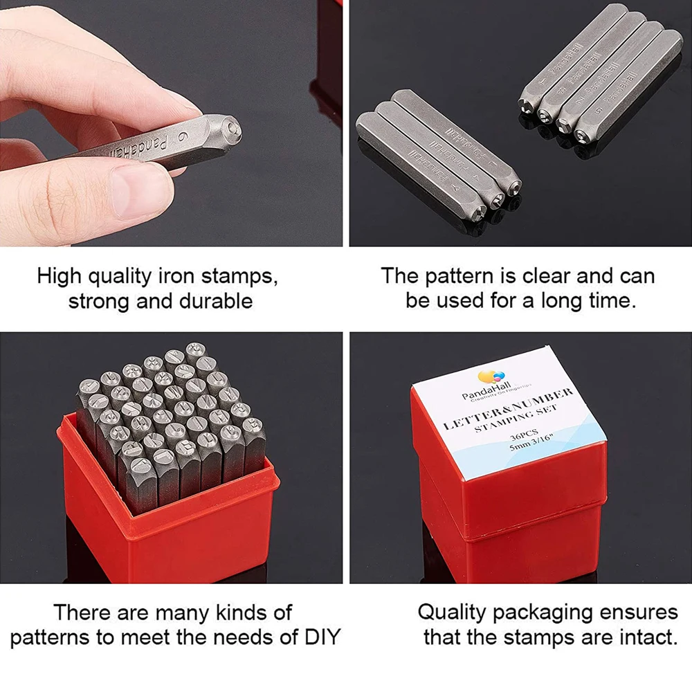 36pcs 6-7mm Small font letter number Stamp+Pattern Punch Set For