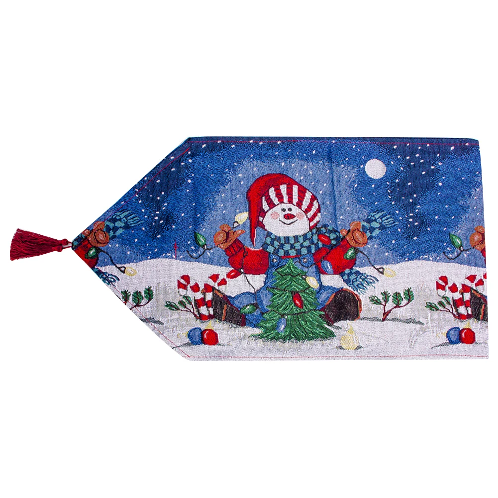 

Decorative Restaurant Cloth Party Printed Soft Christmas Table Runner Festival Desktop Holiday Flag Shape Home Dining Room Hotel
