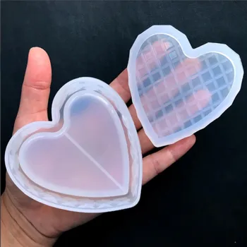 

Faceted Heart Trinket Box Silicone Mold Heart Dish Mold Kawaii Epoxy Resin Art Supplies UV Resin Craf Silicone Mold Tray Mold