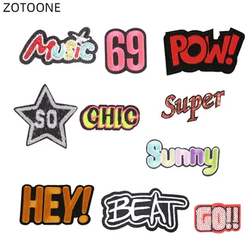 

ZOTOONE Sew on Letter Sequins Patch Iron on Badge Heat Transfer for Clothes Jeans DIY Embroidered Patches for Kids Applique G