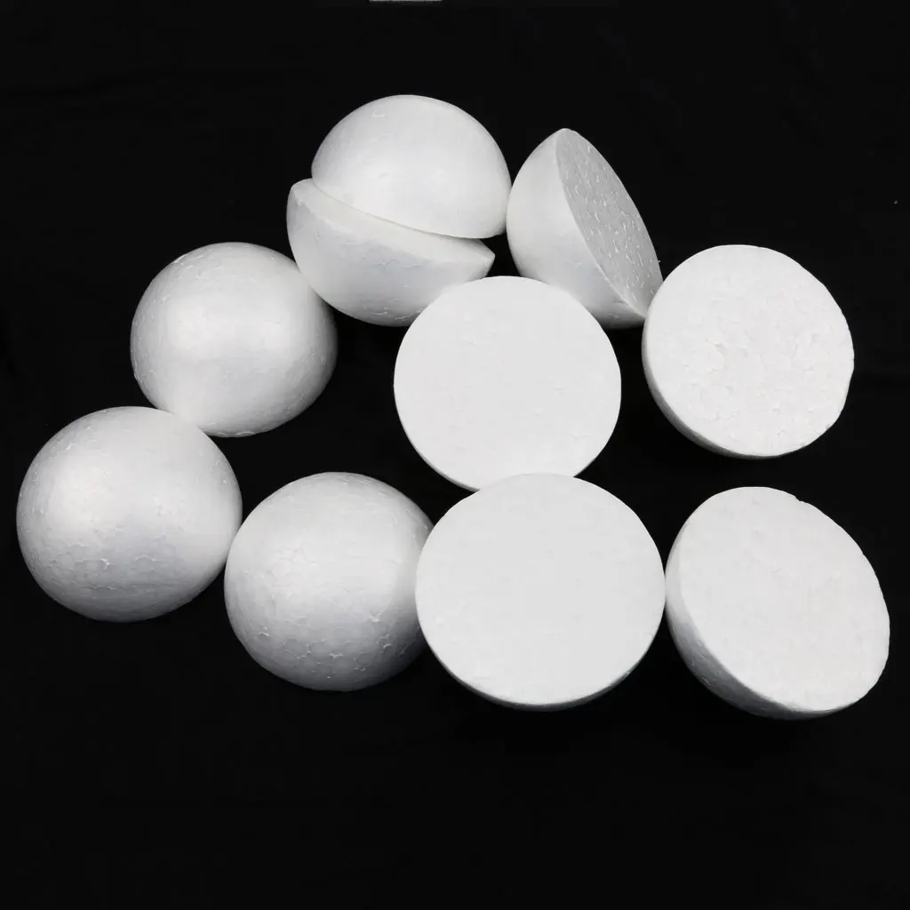 10 White Modelling Craft Polystyrene Foam Balls Hemispheres Decorative Ball