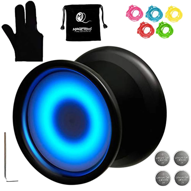 

Magicyoyo Y02-Aurora Light Up Professional Unresponsive Yoyo with Led Lights with Glove,Yoyo Holster,5 Strings,Blue Led Light