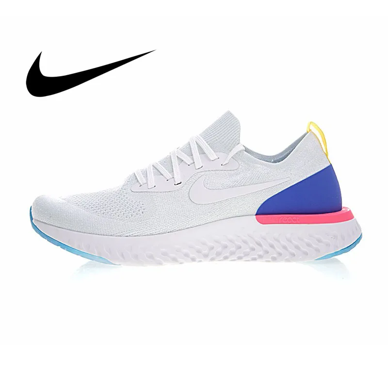 Оригинальные женские кроссовки для бега Nike Epic React Flyknit, спортивные уличные кроссовки, дышащие удобные прочные кроссовки для бега AQ0070