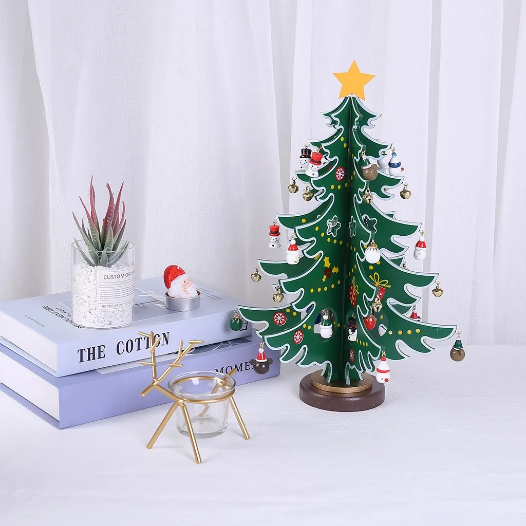 Креативная Деревянная Рождественская елка, украшение, рождественский подарок, игрушка с орнаментом, Рождественское украшение для дома, подвесное украшение