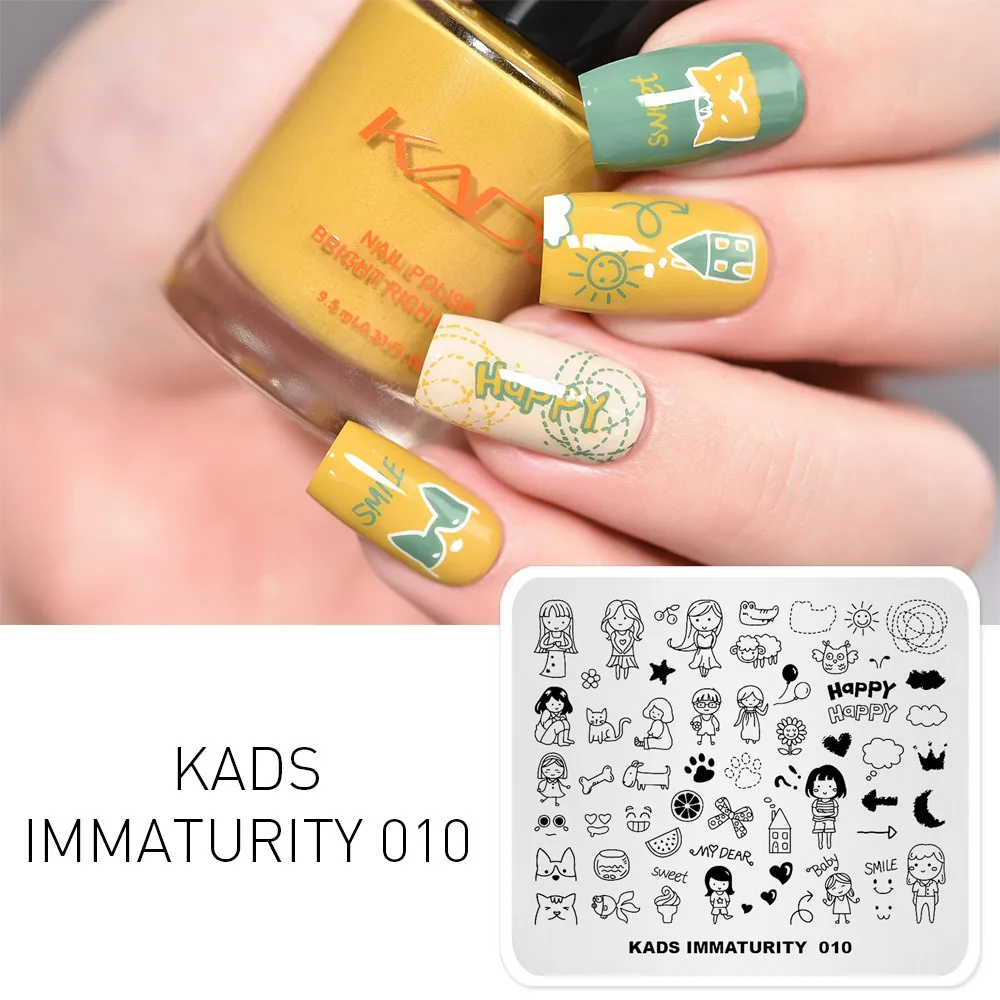 KADS дизайн ногтей шаблон конструкции незрелость серии трафарет для маникюра пластины с узорами для ногтей шаблон для печати дизайн - Цвет: Immaturity 010