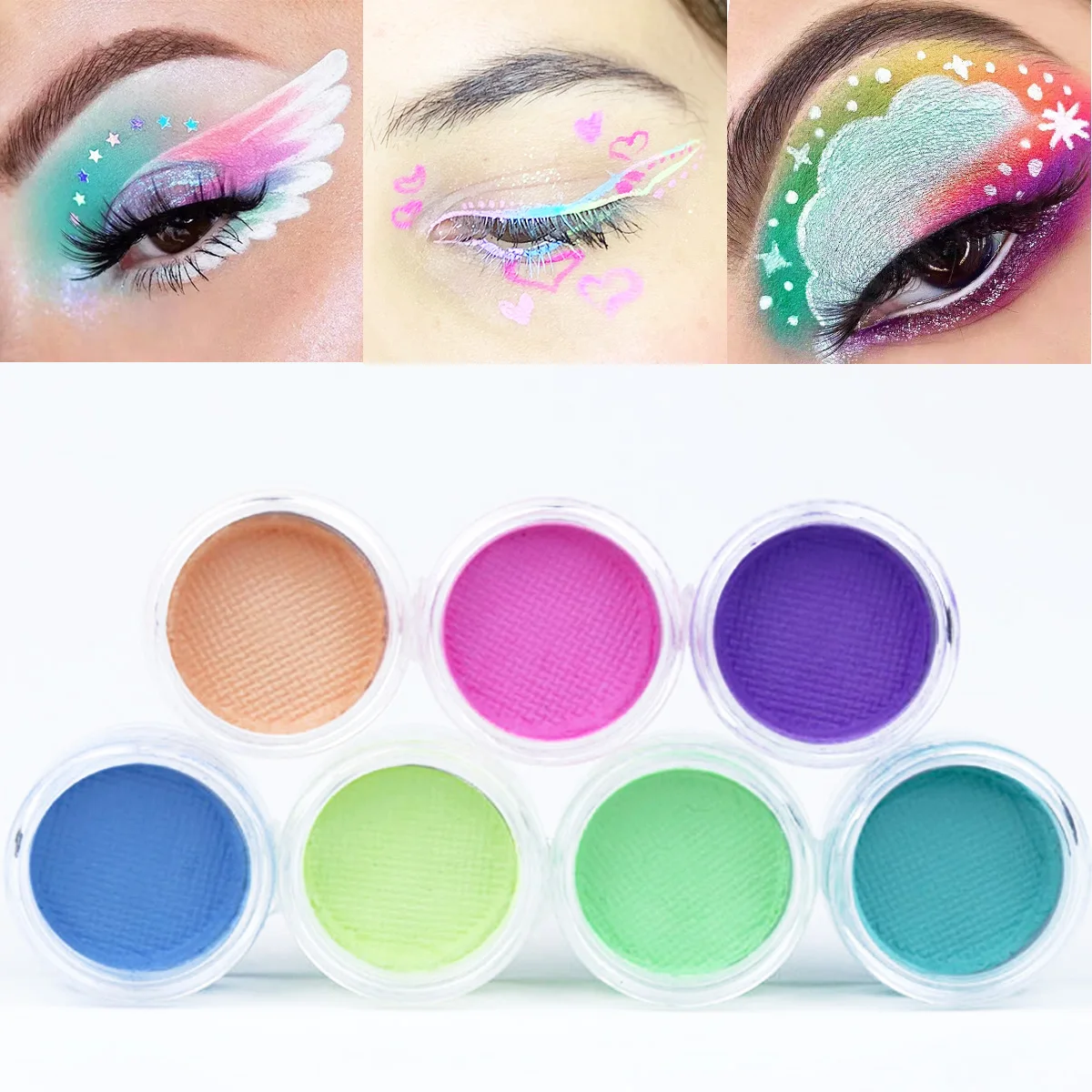 

Bowitzki Water Active Fluorescent Eyeliner Ointment Makeup Pastel UV Glow Cake Color Face Body Paint 3g