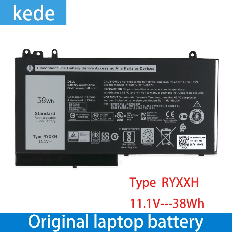 Kede original RYXXH laptop battery for Dell Latitude 12 5000 11 3150 3160 3550 E5250 E5450 E5550 Series 09P4D2 9P4D2 11.1V 38WH