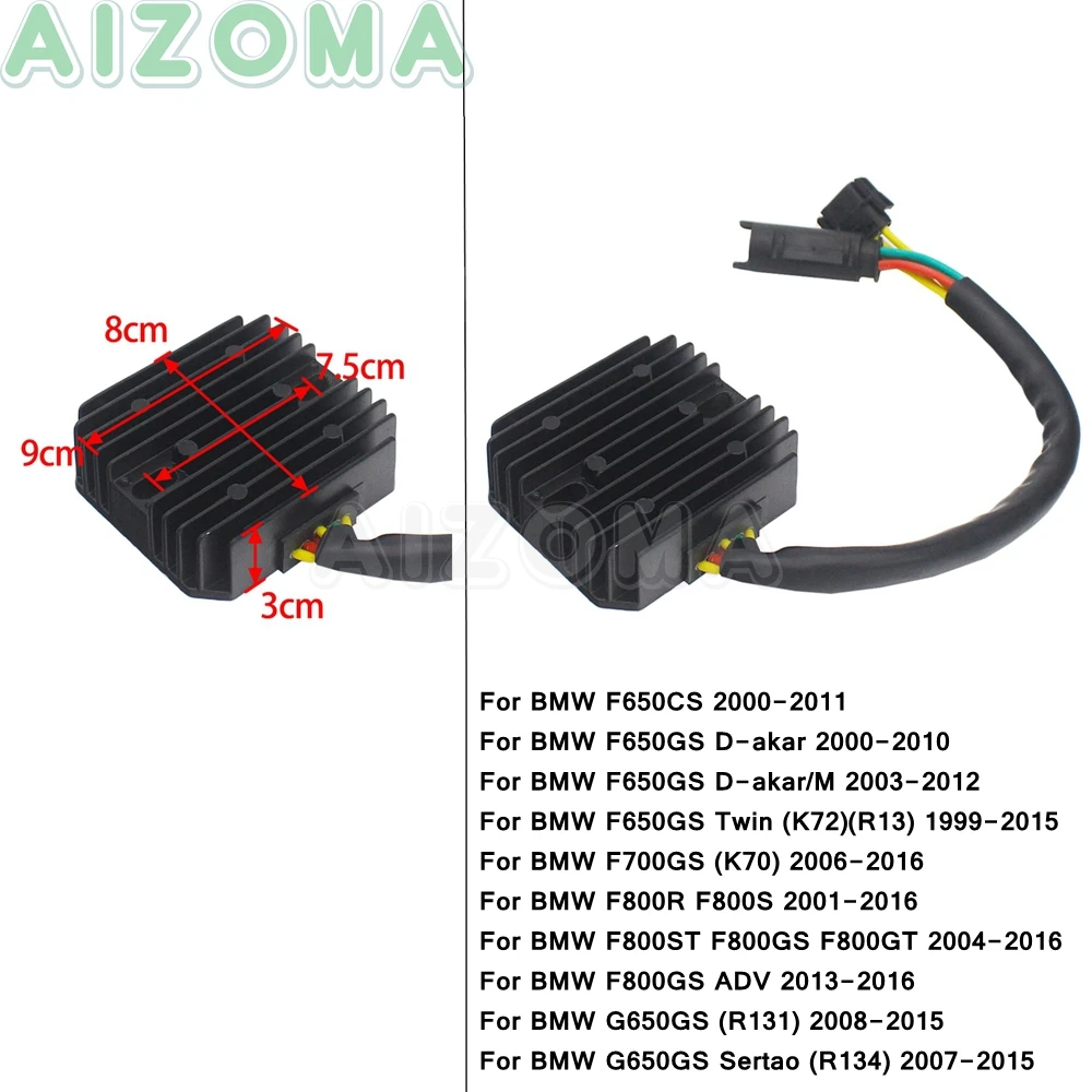 Aluminum Voltage Regulator Rectifier For BMW G650GS F650CS F650GS Twin/K72/R13 1999-2016 F700GS F800S F800R F800ST F800GT F800GS |