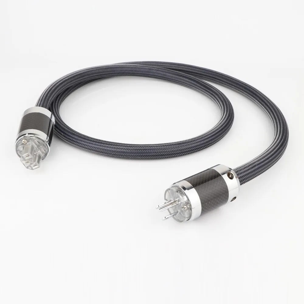

Высококлассный медный кабель питания PCOCC D5038 с родиевым покрытием из углеродного волокна, прозрачный штекер питания переменного тока, США/ЕС, аудиокабель питания