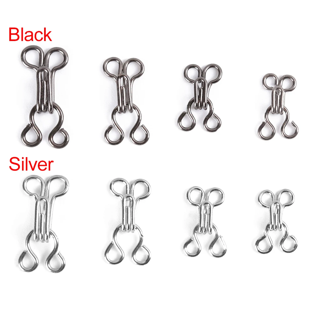 100Pcs Mini Metal Buckle Black/Silver Collar Invisible Button Hook Eye Clothing Buckle DIY Doll Clothes Sewing Accessorie