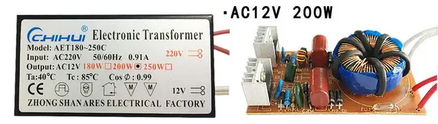 2022 Sufficient Power Electronic Transformer For Halogen Lamp light AC 12V 20W 50W 60W 160W 200W 250W Optional 200w