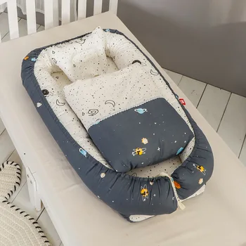 

Newborn Bed Non-Slip Pillow Sleeping Pad Baby Bed for Boys Girls Travel Bed Infant Cotton Cradle Crib Baby Soft Quilt bed lining