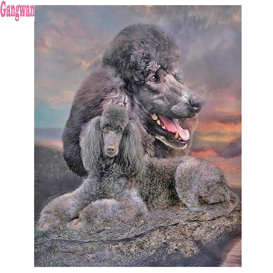 Diamond Painting dog Poodle pattern Full Square round Mosaic cute pets Embroidery Cross Stitch kits Wall Sticker | Дом и сад