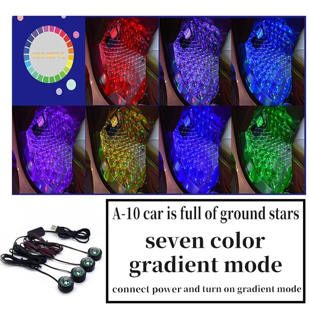 

USB LED Car Atmosphere Ambient Star Light Colorful self walking Voice Control Mode Lamp Christmas Interior Decorative Light