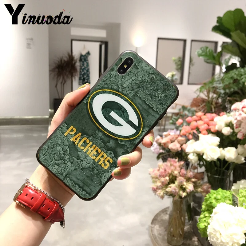 Yinuoda Green Bay упаковщик ТПУ черный чехол для телефона чехол для iPhone X XS MAX 6 6s 7 7plus 8 8Plus 5 5S SE XR 11pro max