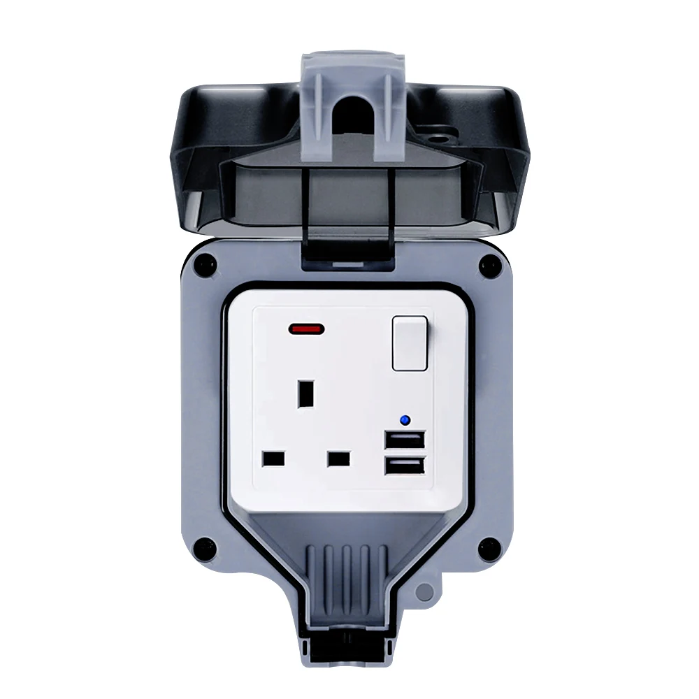 

Outdoor IP66 Waterproof Box Wall Socket Weatherproof Double/ Single UK Switched Outlet USB USB Wall Electrical Outlets