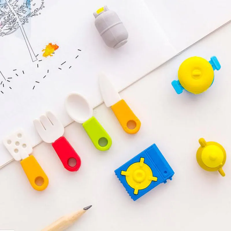 8 шт. кухонные принадлежности ластики мультфильм детский сад игрушка газ ластик в