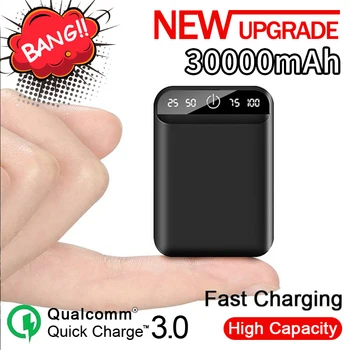Portátil mini 30000mah power bank 2usb lcd display digital de carregamento rápido bateria externa carregador powerbank para xiaomi mi iphone 1