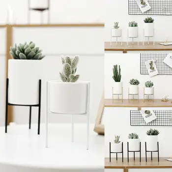 

Indoor Garden Iron Wire Metal Rack Ceramic Flower Pot Plant Display Stand Holder Plant Garden Decor