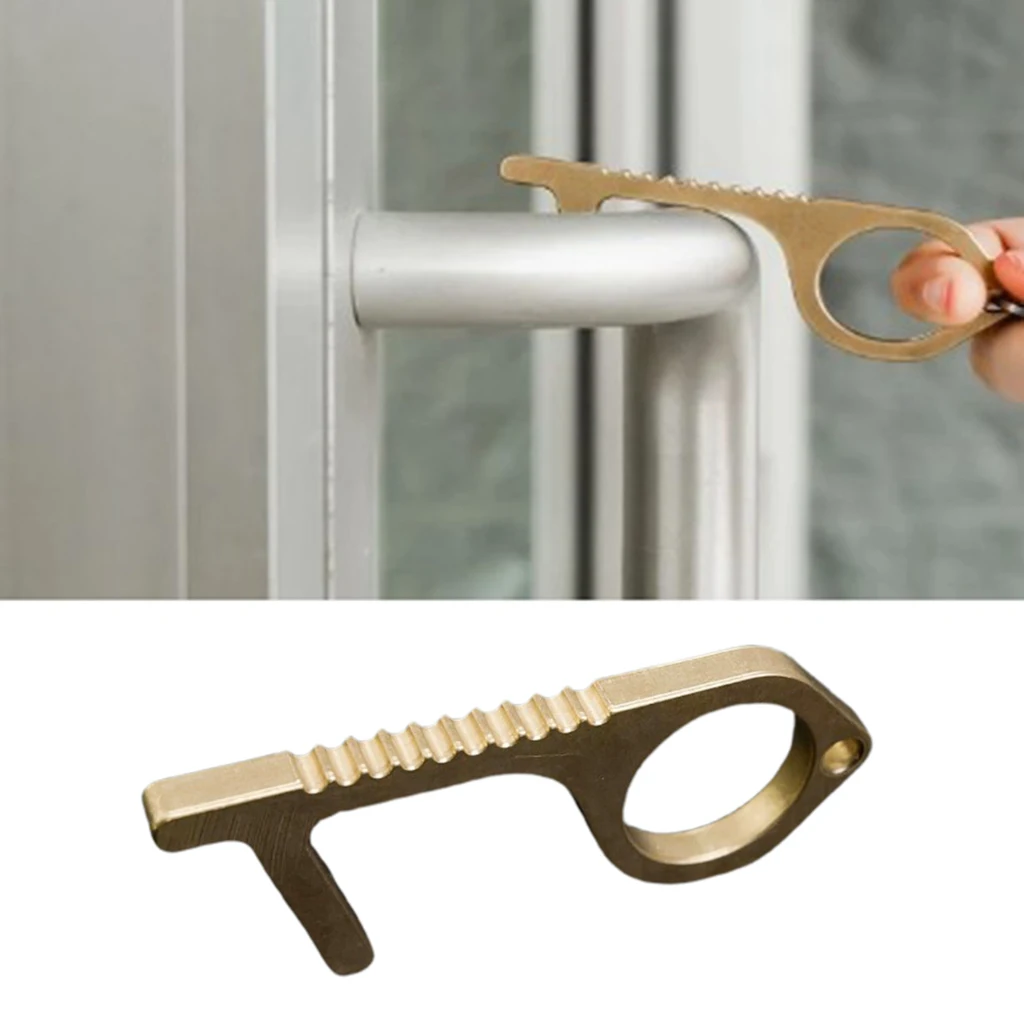  Brass Door Opener Elevator Handle Key Keychain Avoid Touching