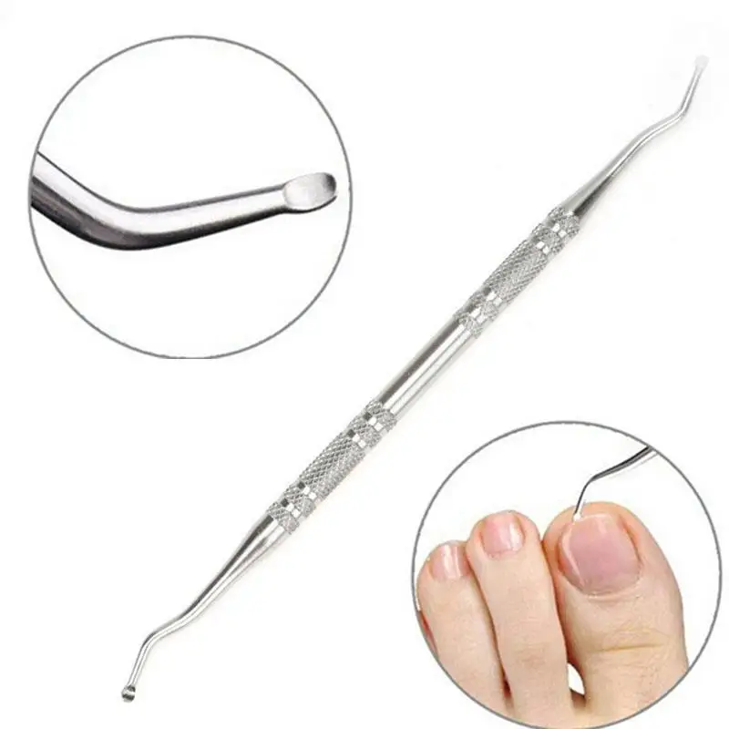 1pc Nail Art Dual End Stainless Steel Dirt Remove Cleaning Stick Nail Toenail Ingrown Correction File Manicure Pedicure Tool