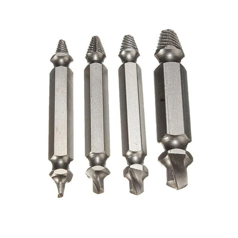 

4pcs Damaged Screw Extractor Drill Bits Guide Set Broken Speed Out Easy out Bolt Stud Stripped Screw Remover Tool