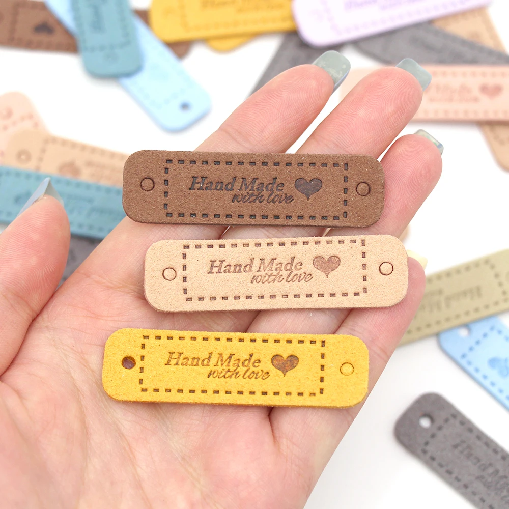 Cloth Handmade Label Embossed Tags For Clothes Flag Label Metal Spikes Garment Sewing Accessories 20Pcs clothing labels garment labels sewing labels fabric tags