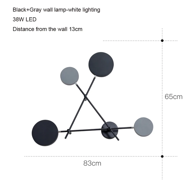 Artpad 4 Head Rotatable Black Gray Bedside Lamp Wall Mount Light Nordic Postmodern 38W 48W Living room Sconces Wall Led Fixture 4