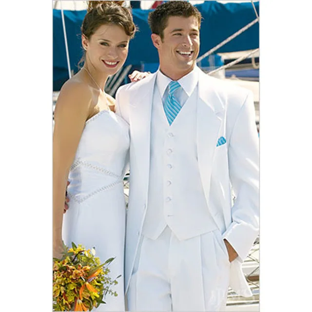 

Fashionable White Groomsmen Bridesmaids Men's Wedding Gowns Bridesmaid Costumes Men's Suit (Jacket + Pants + Vest + Tie) 365