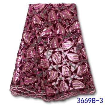 

2020 High Quality Lace With Sequins French Lace Fabric Sewing Nigerian Velvet Lace Fabrics African Lace Fabric 5yards GD3669B-3