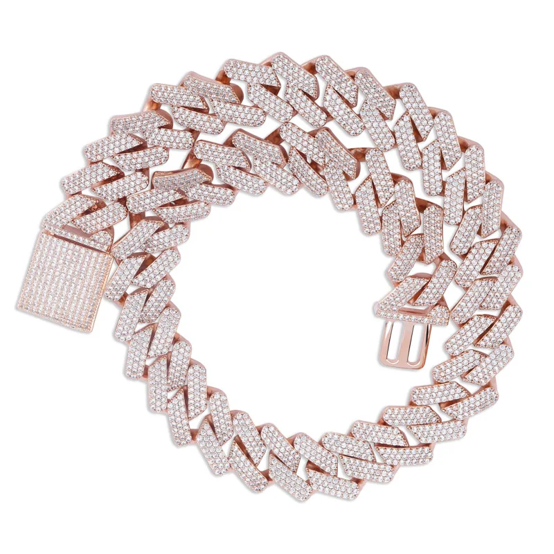 Rose gold TOPGRILLZ, 20 мм, новейшая застежка в виде коробки, кубинская цепочка, ожерелье из кубического циркония, колье, шикарные украшения в стиле хип-хоп для мужчин - Окраска металла: Rose gold