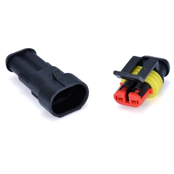 

10sets Superseal AMP Tyco Waterproof 12V Electrical Wire Connector Sets Kits with Crimp Terminal Automotive Car Plug