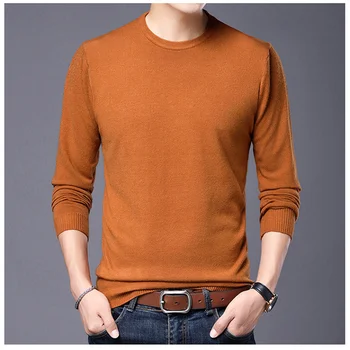 

Pllovers Business Men's Low Collar Sweater New Spring Autumn Solid Color Fashion Slim Fit Plus Size 4XL Dropshipping MZM067