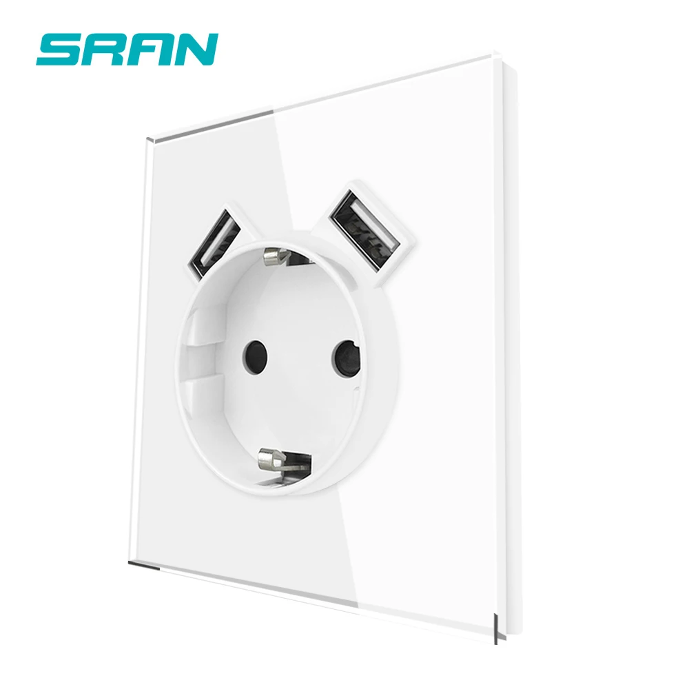 EU Standard Power Socket,Electrical sockets With Usb Charging Port 5V 2
