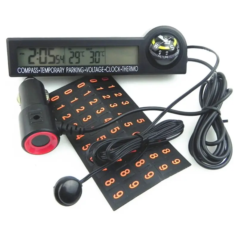 12V цифровые часы дисплей Крытый открытый компас LCD подсветка для временной