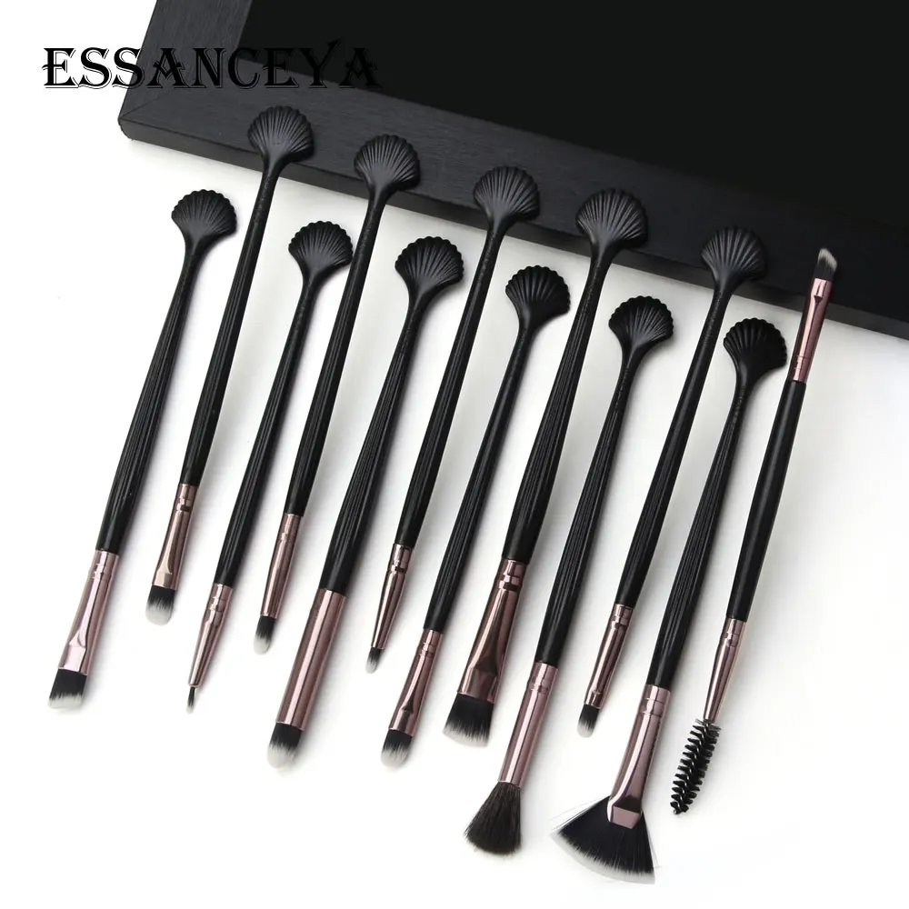 

ESSANCEYA 12 Pcs Professional Makeup Brushes Set Shell Brush Eyeshadow Blending Eyebrow Small Fan Make Up Brush Cosmetic Tools