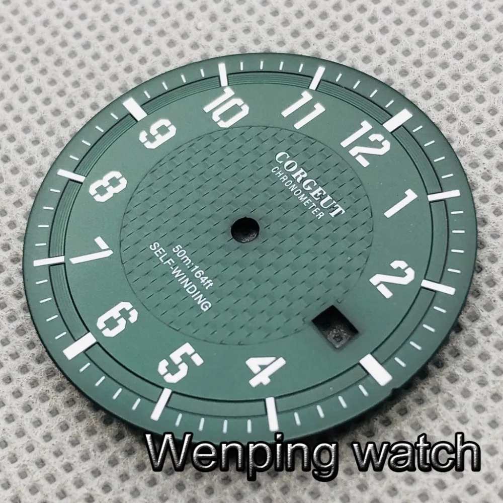 Neue 34mm Grün/Kaffee/Schwarz Weiß Sterile Zifferblatt Grün Leuchtende Fit NH35 NH36 Bewegung Uhr Zubehör teile – Detail 4