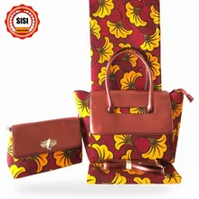 Высокое качество Сумочка набор, 6 ярдов хлопок Африканский Анкара отличное качество печати воск дизайн для модных женщин вечерние